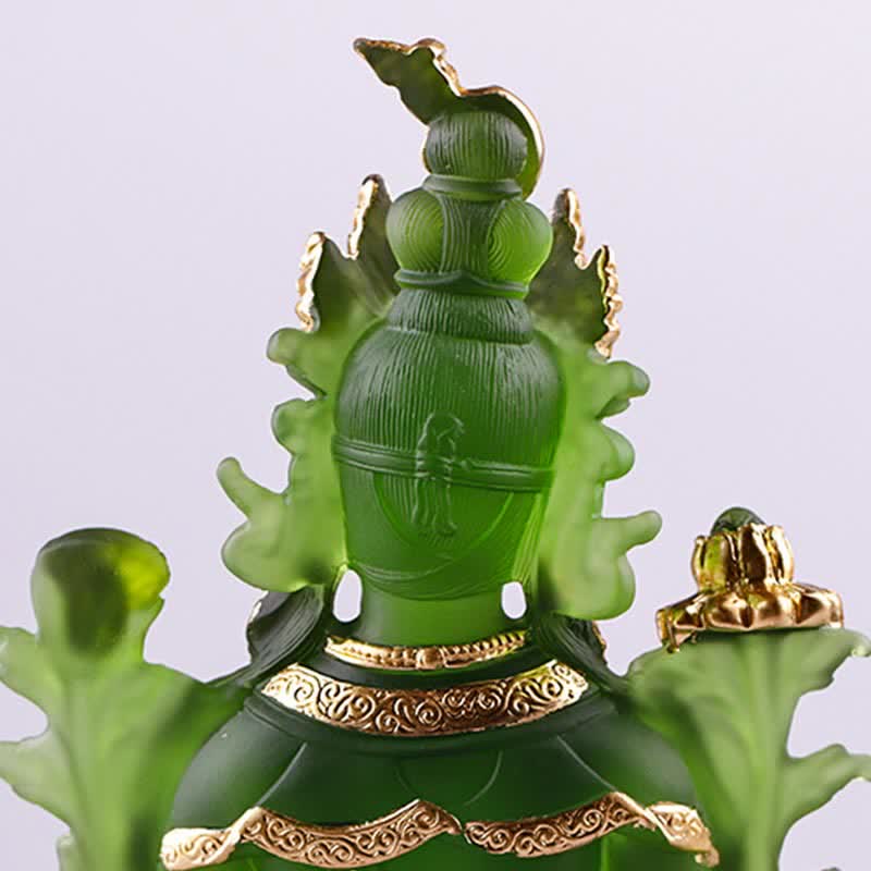 Handgemachte Liuli Grüne Tara Buddha Statue | Schutzdekor