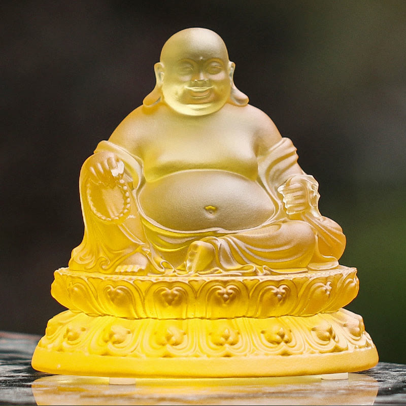 Handgefertigte lachende Buddha-Statue von Liuli für Reichtum und Glück