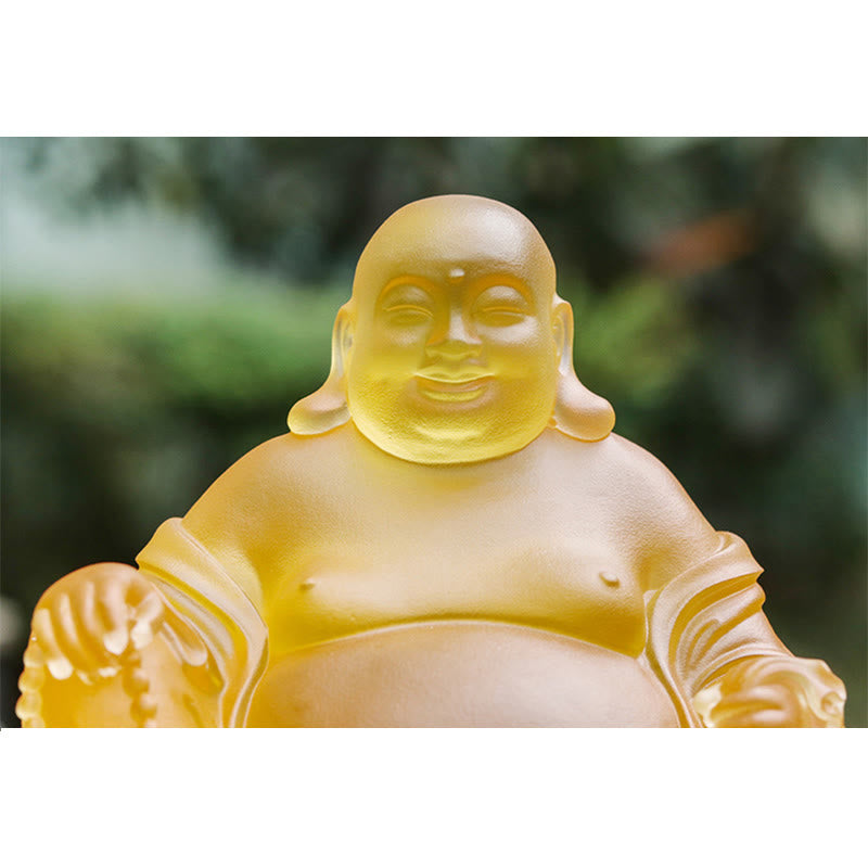 Handgefertigte lachende Buddha-Statue von Liuli für Reichtum und Glück