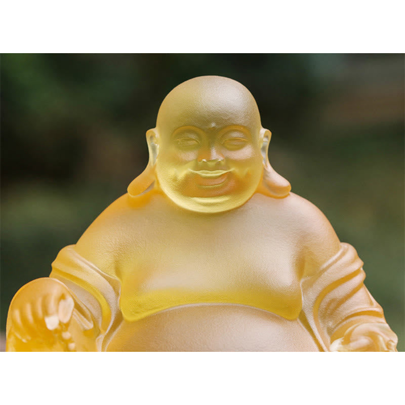 Handgefertigte lachende Buddha-Statue von Liuli für Reichtum und Glück
