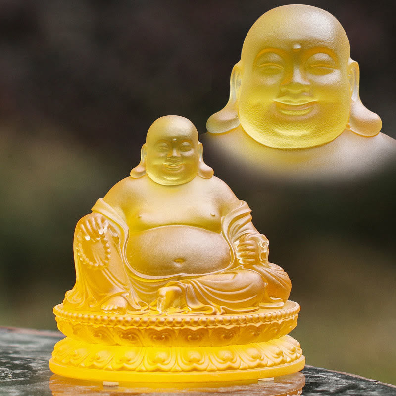 Handgefertigte lachende Buddha-Statue von Liuli für Reichtum und Glück