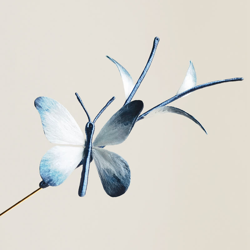 Handgemachte Maulbeerseide Samt Blume Schmetterling Brosche Haarnadel