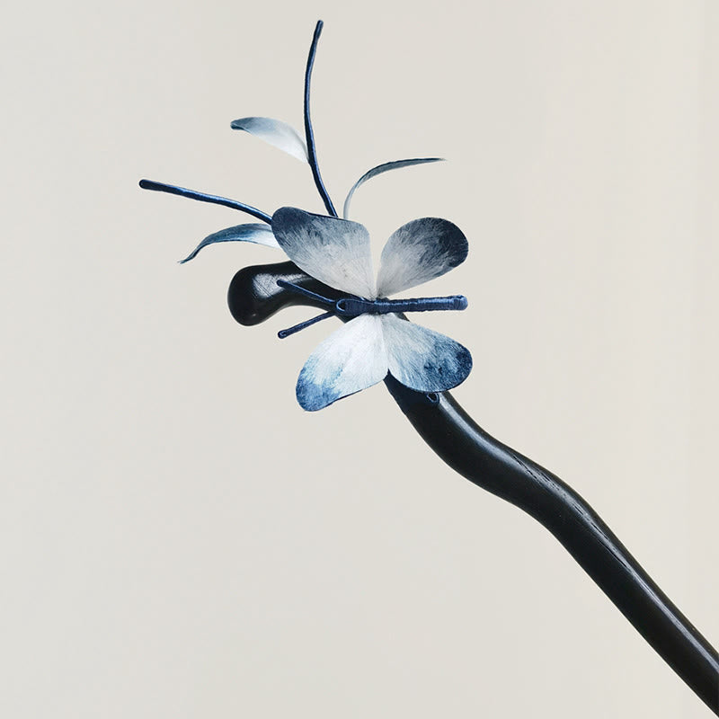 Handgemachte Maulbeerseide Samt Blume Schmetterling Brosche Haarnadel