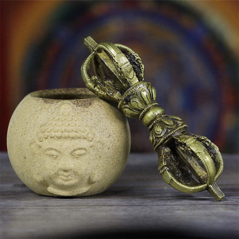 Handgemachte Nepal Fünf Zinken Vajra Dorje Meditation Kupfer Dekoration