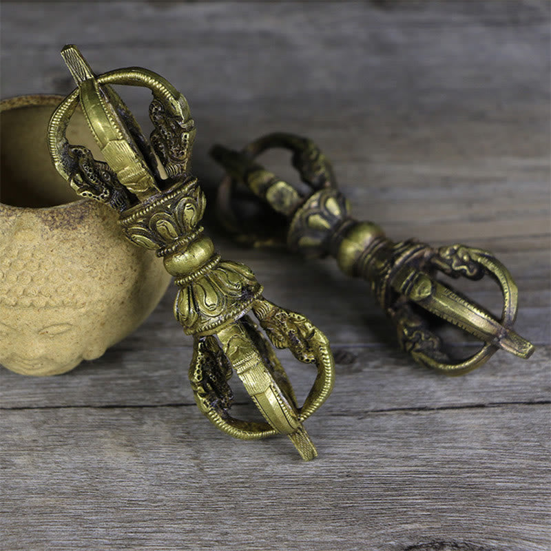 Handgemachte Nepal Fünf Zinken Vajra Dorje Meditation Kupfer Dekoration