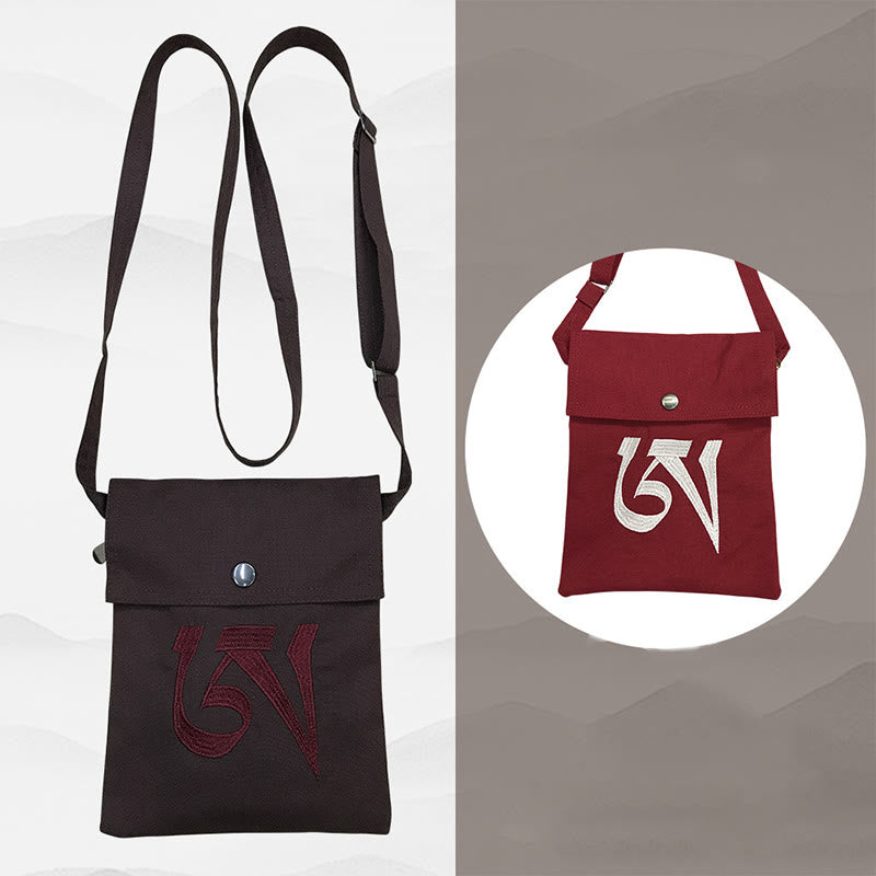 Handgefertigte OM Mantra Yoga-Umhängetasche aus Baumwolle