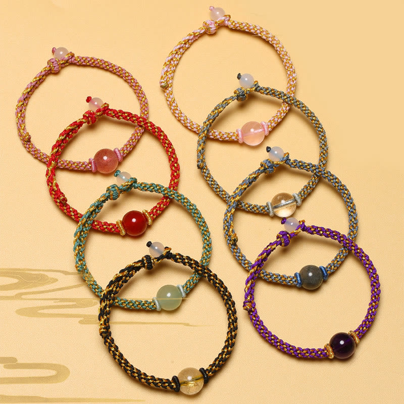 Handgemachtes geflochtenes Armband aus rotem Achat und Amethyst