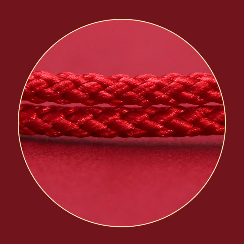 Handgemachtes rotes Schnurarmband 999 Sterling Silber Glückssymbol