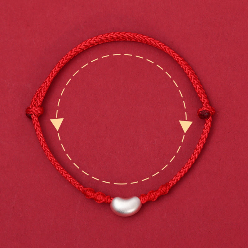 Handgemachtes rotes Schnurarmband 999 Sterling Silber Glückssymbol