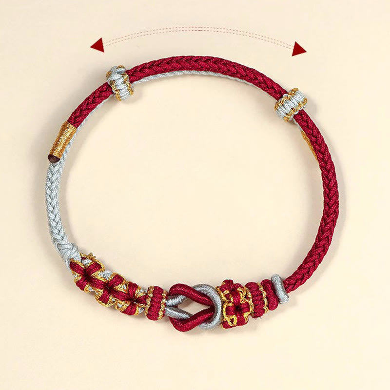 Handgemachtes rotes Schnurarmband mit acht Fäden, Friedensknoten, Schutz