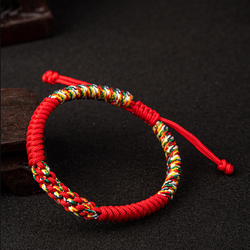 Handgefertigtes rotes Schnurarmband für Schutz und Glück, tibetischer Stil