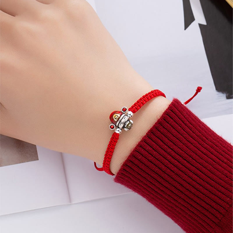 Handgefertigtes Glücks- und Kraftarmband aus roter Schnur, 14 mm
