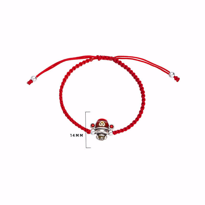 Handgefertigtes Glücks- und Kraftarmband aus roter Schnur, 14 mm