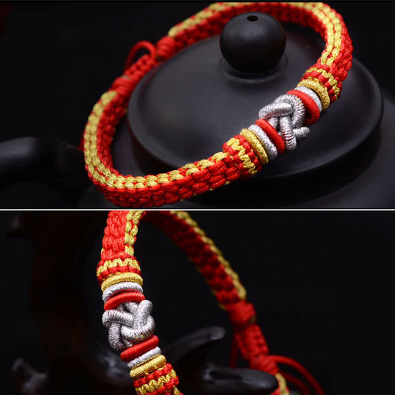 Handgemachtes rotes Armband mit Wahrer Liebe und Knoten für Glück