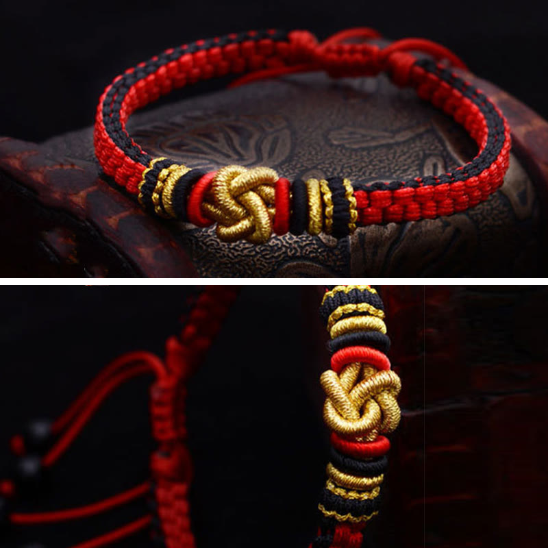 Handgemachtes rotes Armband mit Wahrer Liebe und Knoten für Glück