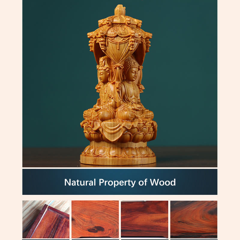 Handgefertigte Buddha-Statue aus Thuja-Holz zur Abwehr von Geistern