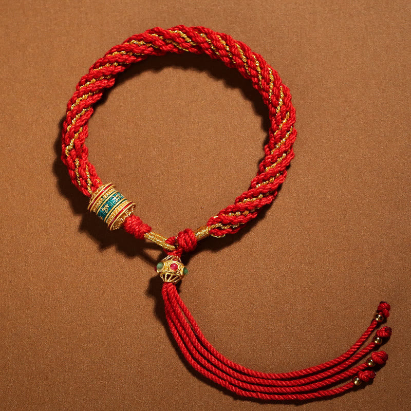 Handgefertigtes tibetisches rotes Schnurarmband für Glück und Schutz