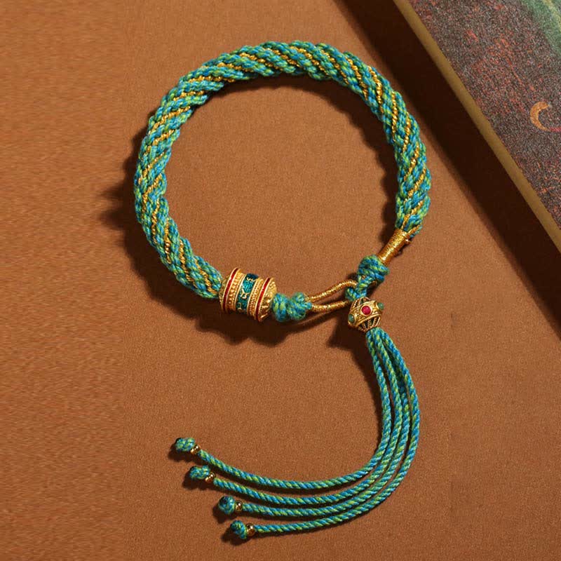 Handgefertigtes tibetisches rotes Schnurarmband für Glück und Schutz