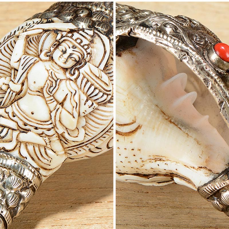 Handgefertigte tibetische Shankha-Muschel-Dekoration für Reichtum