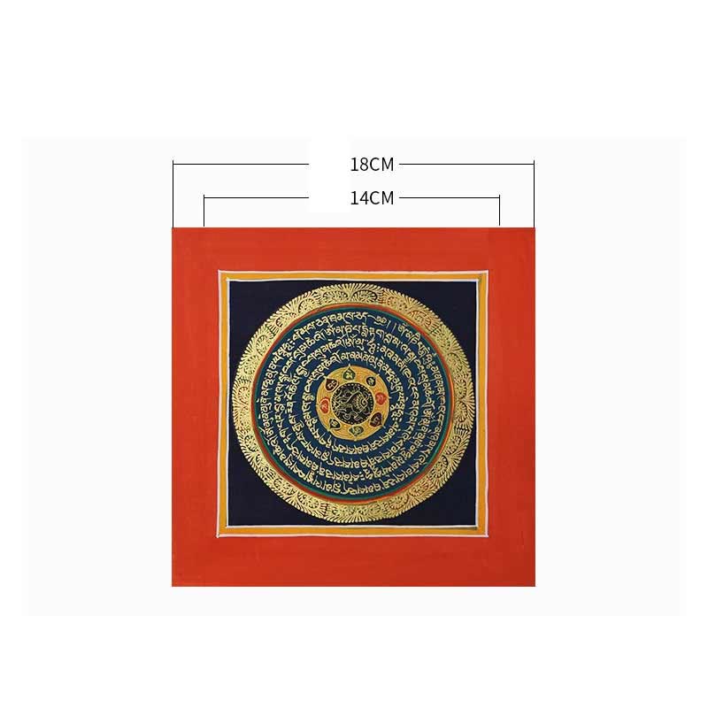 Handgefertigte tibetische Thangka-Malerei, Dekoration, 26 x 26 cm, zufälliges Muster