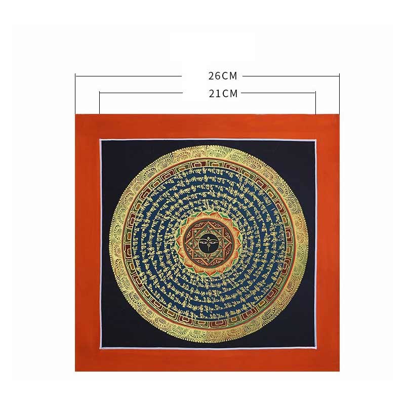 Handgefertigte tibetische Thangka-Malerei, Dekoration, 26 x 26 cm, zufälliges Muster