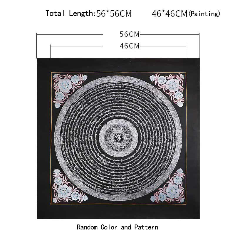 Handgefertigte tibetische Thangka-Malerei, Dekoration, 26 x 26 cm, zufälliges Muster