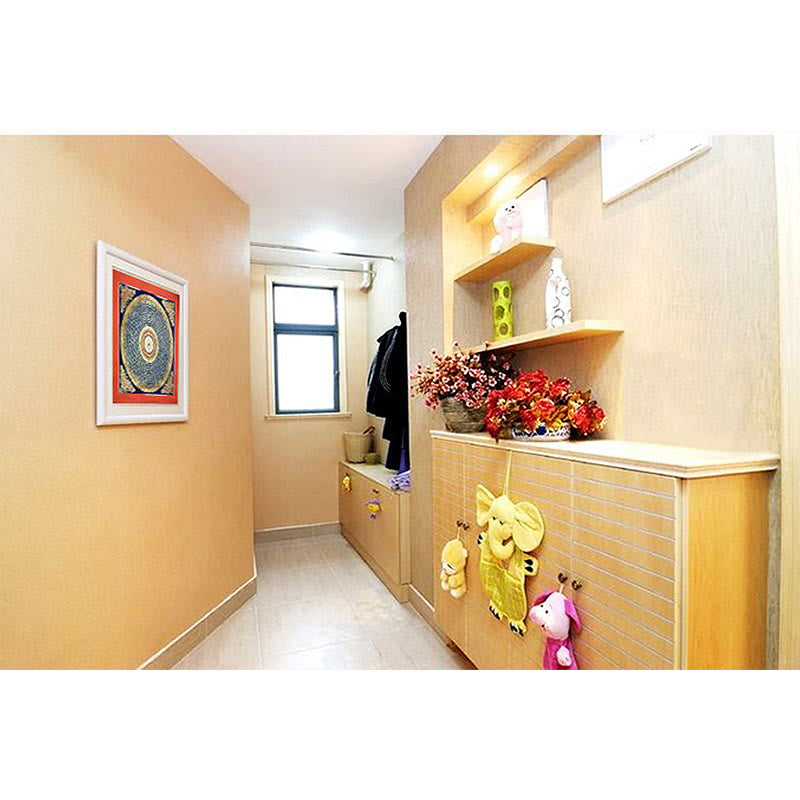 Handgefertigte tibetische Thangka-Malerei, Dekoration, 26 x 26 cm, zufälliges Muster