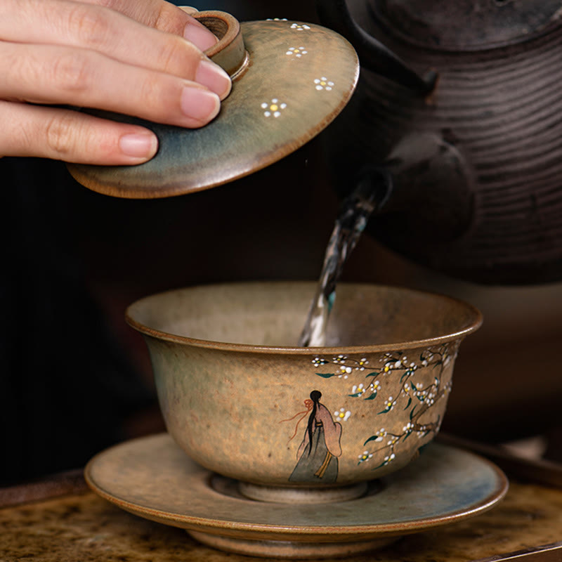 Hanfu Girl Porzellan Gaiwan Teetasse 150ml handbemalt