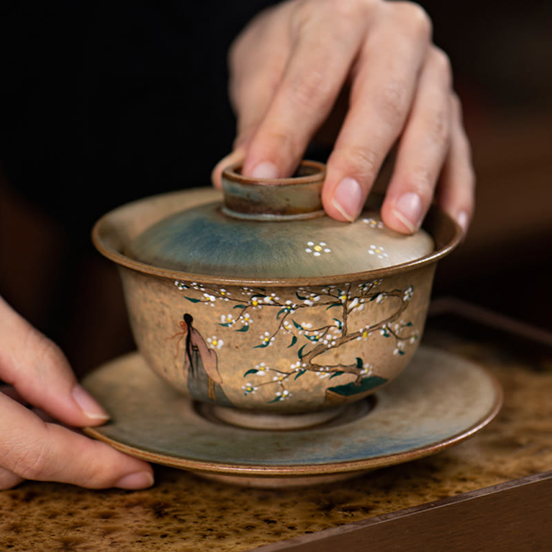 Hanfu Girl Porzellan Gaiwan Teetasse 150ml handbemalt