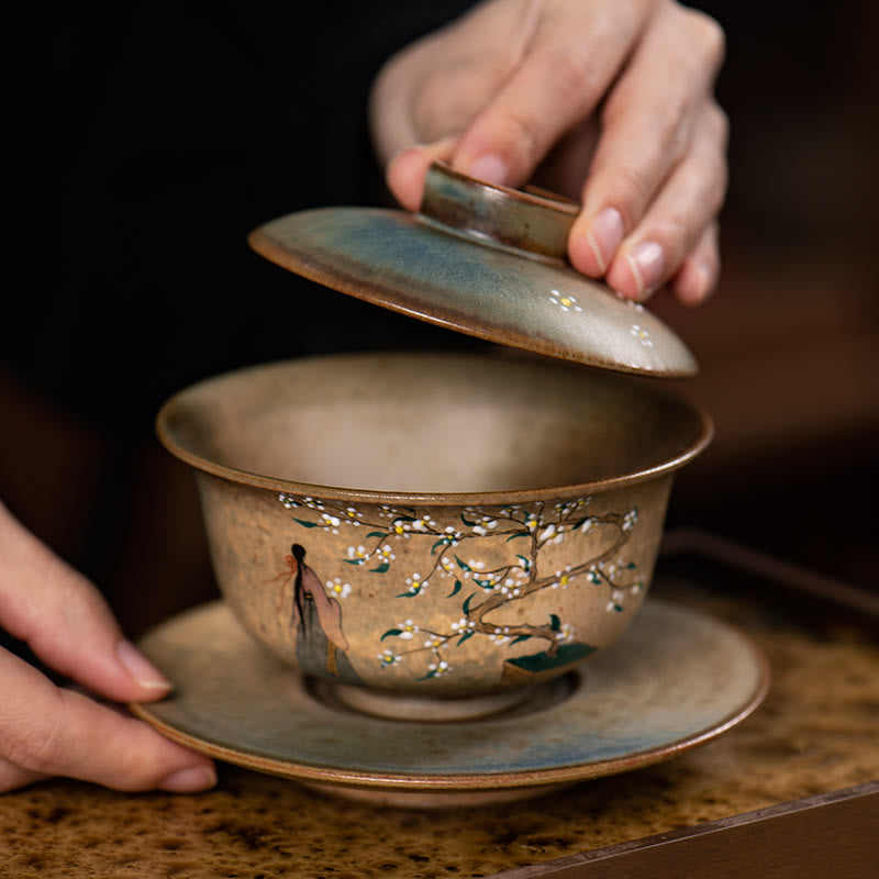 Hanfu Girl Porzellan Gaiwan Teetasse 150ml handbemalt