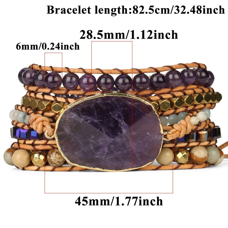 Heilendes Edelstein-Wickelarmband: Amethyst &amp; Aventurin
