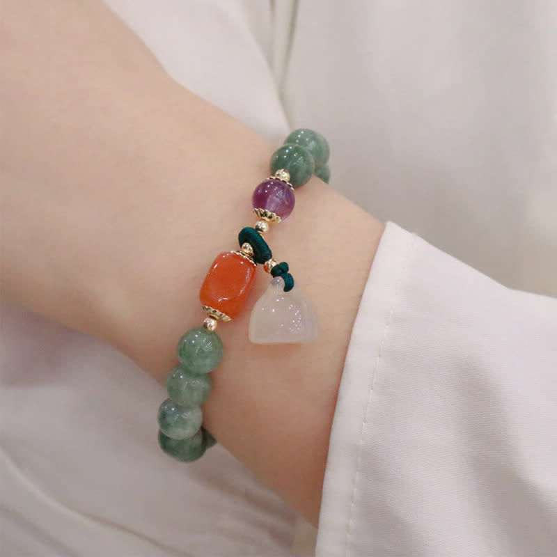 Heilendes Jadearmband mit Cyan-Jade und Amethyst für Harmonie