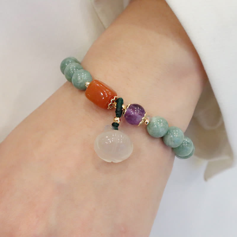 Heilendes Jadearmband mit Cyan-Jade und Amethyst für Harmonie