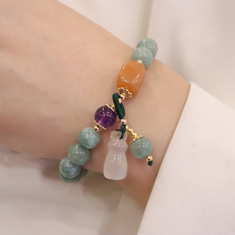 Heilendes Jadearmband mit Cyan-Jade und Amethyst für Harmonie
