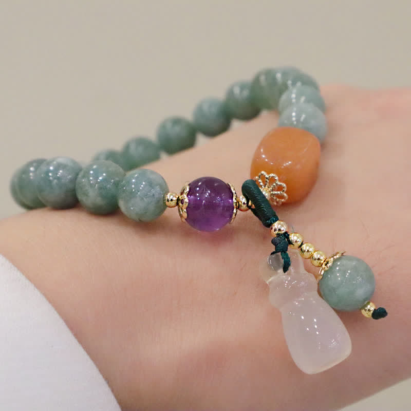 Heilendes Jadearmband mit Cyan-Jade und Amethyst für Harmonie