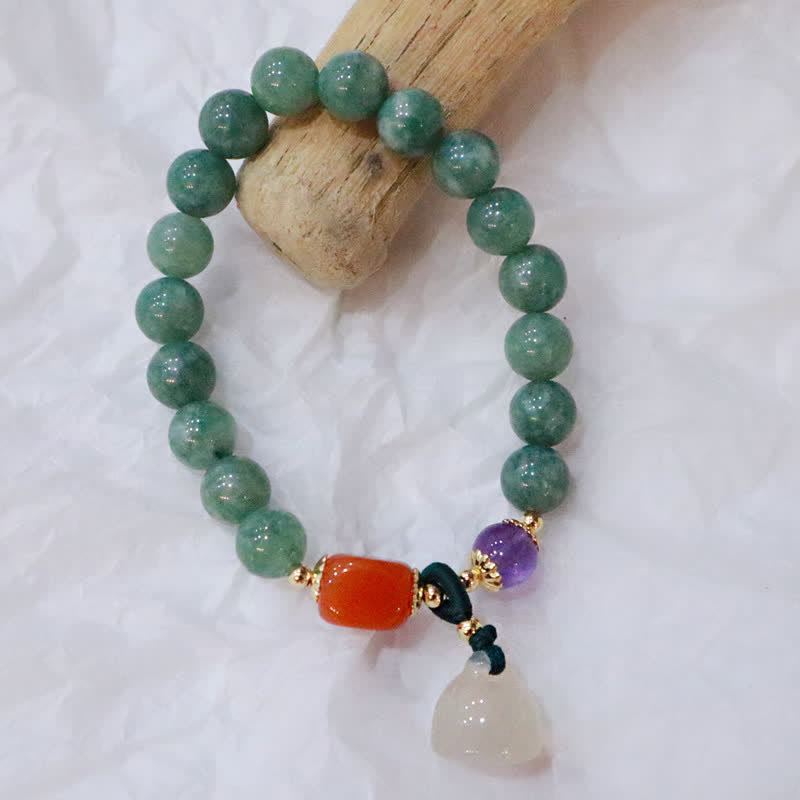Heilendes Jadearmband mit Cyan-Jade und Amethyst für Harmonie