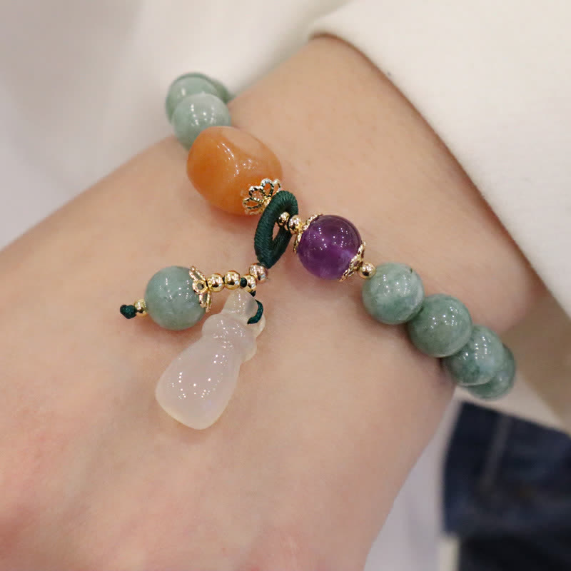 Heilendes Jadearmband mit Cyan-Jade und Amethyst für Harmonie