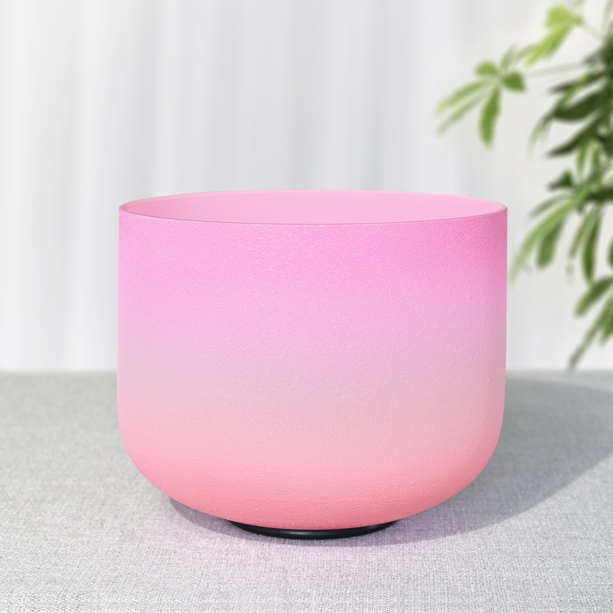 Pink Frosted Glass Singing Bowl for Heart Chakra - F Note Quartz Crystal Bowl