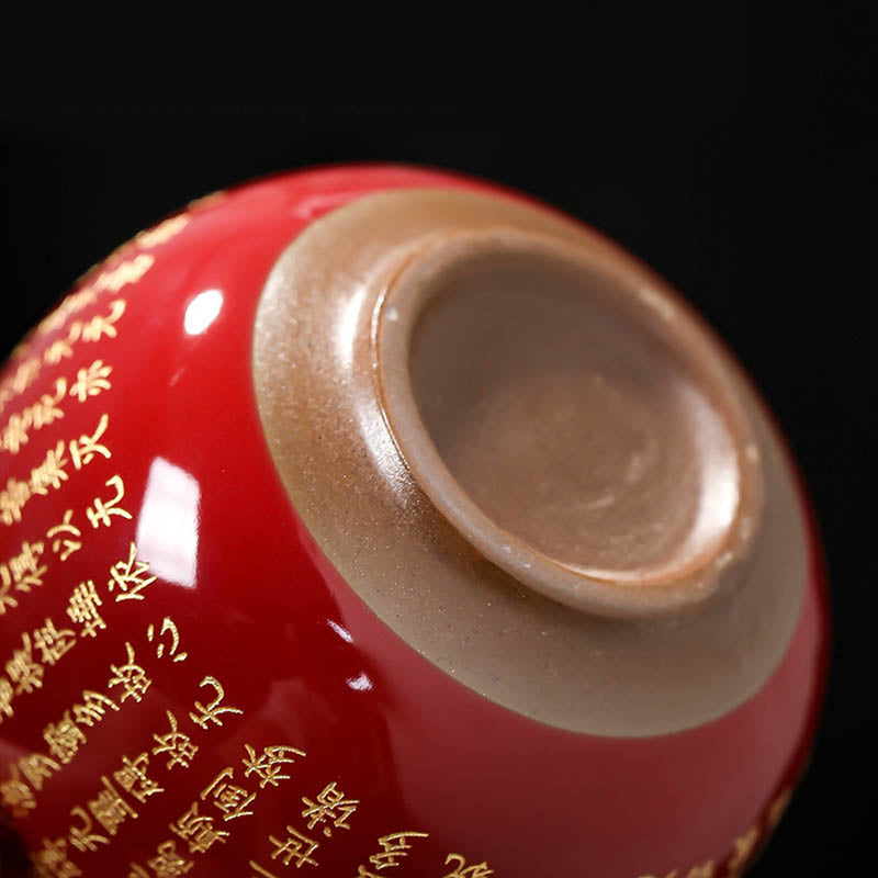 Herz-Sutra-Meditations-Teetasse aus Keramik, 130 ml, Rot oder Blau