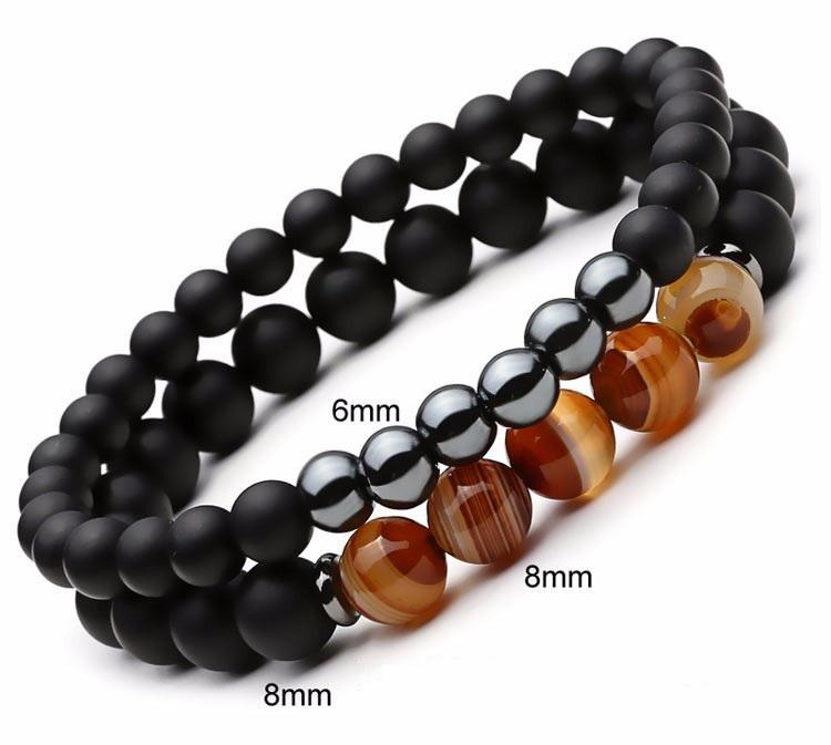 Hämatit-Achat-Schutz- und Balance-Armband-Set