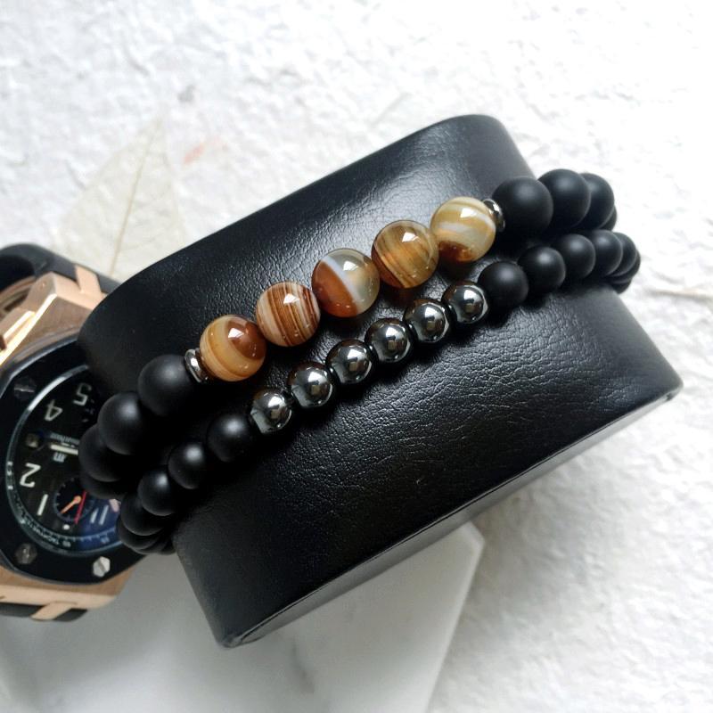 Hämatit-Achat-Schutz- und Balance-Armband-Set