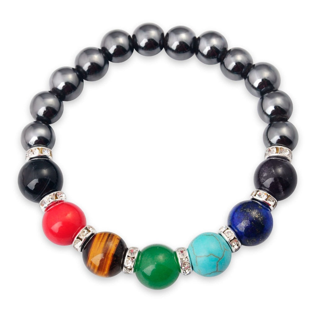 Hämatit-Chakra-Balance-Armband mit echten Steinen