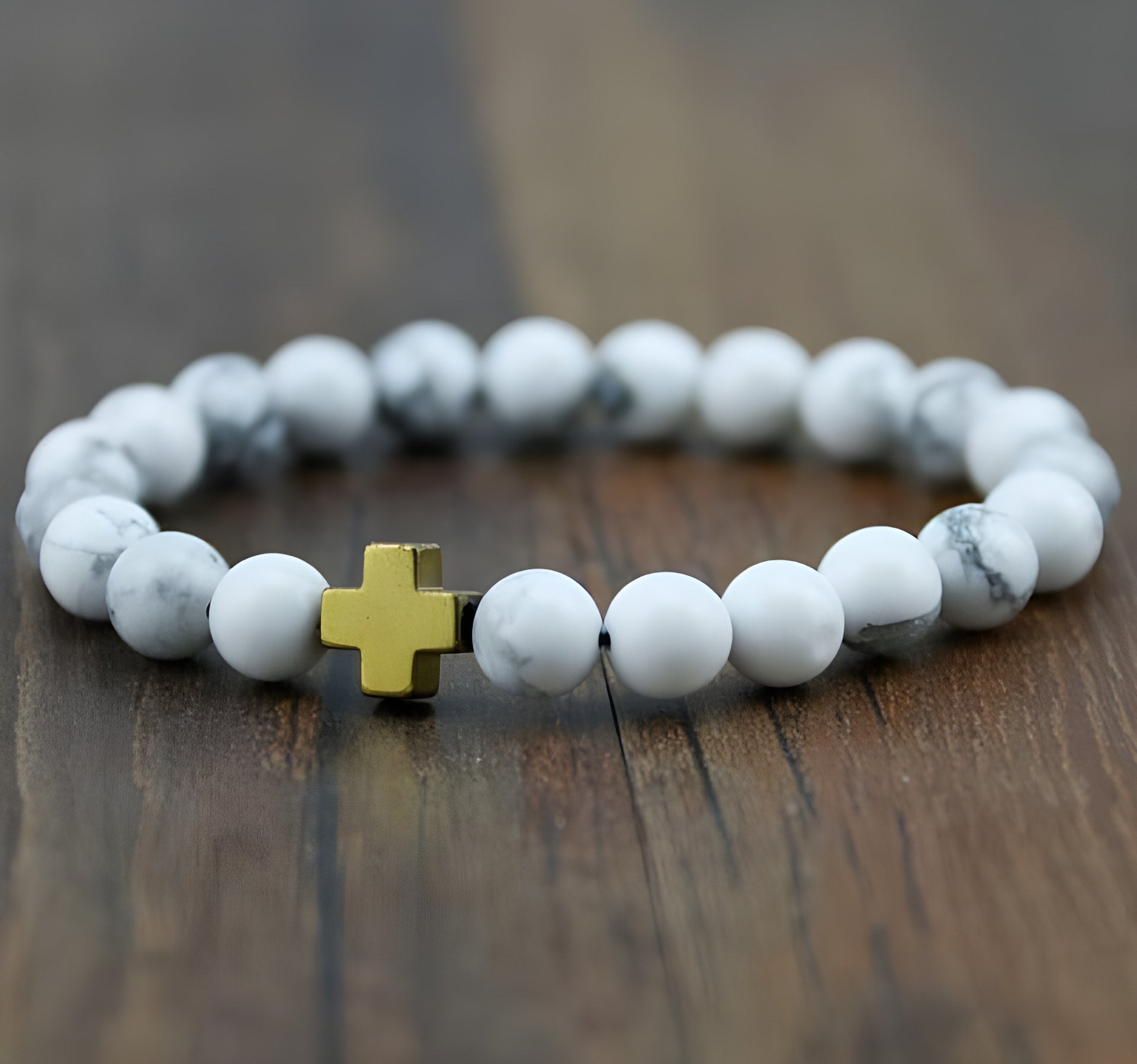Hämatit &amp; Lavastein Kreuz Armband mit Türkis