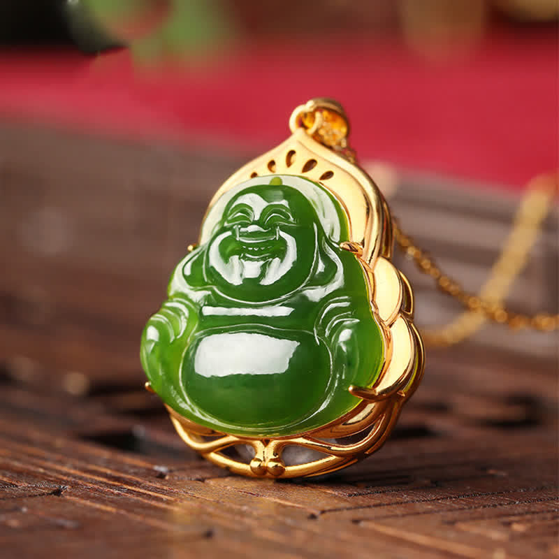 Buddha-Halskette aus Hetian Cyan Jade | Erfolgs- und Heilungs-Charm