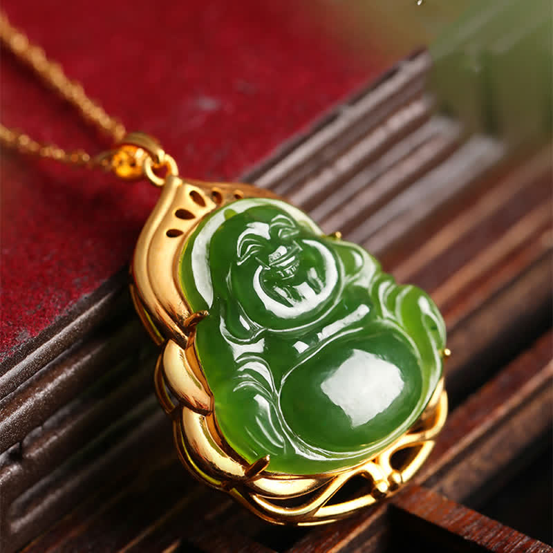 Buddha-Halskette aus Hetian Cyan Jade | Erfolgs- und Heilungs-Charm