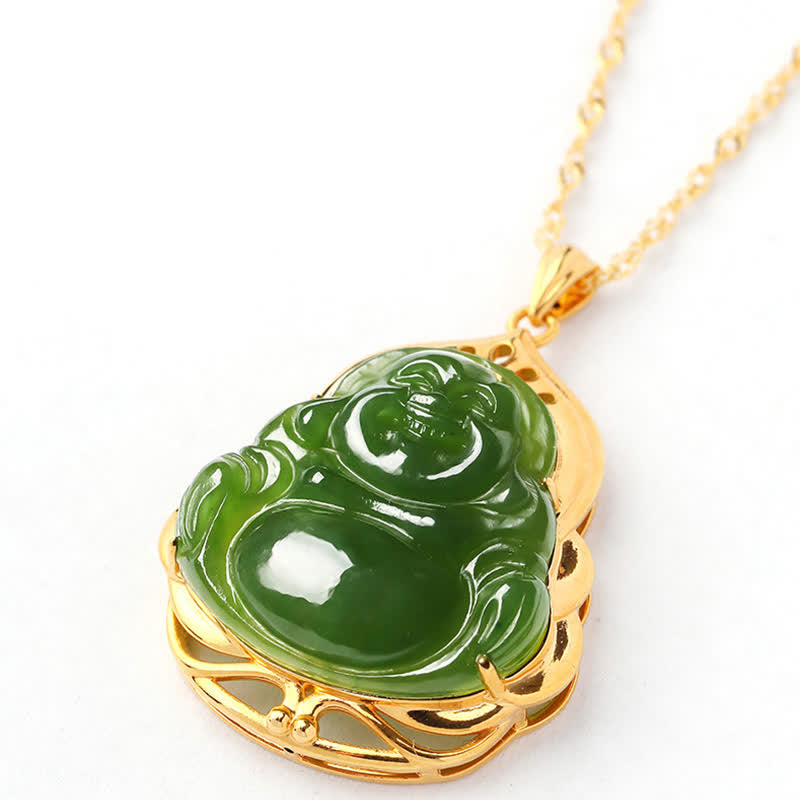 Buddha-Halskette aus Hetian Cyan Jade | Erfolgs- und Heilungs-Charm