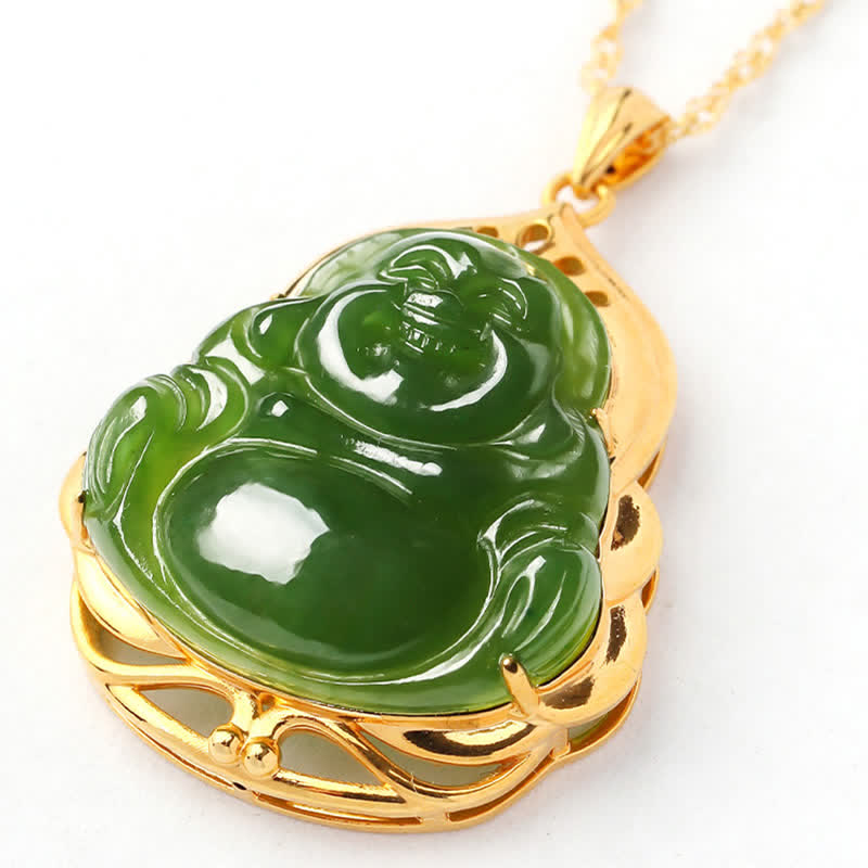 Buddha-Halskette aus Hetian Cyan Jade | Erfolgs- und Heilungs-Charm