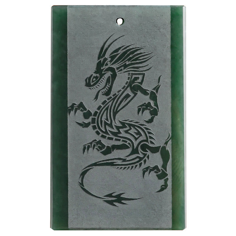 Hetian Cyan Jade Drachen Erfolg Halskette Anhänger