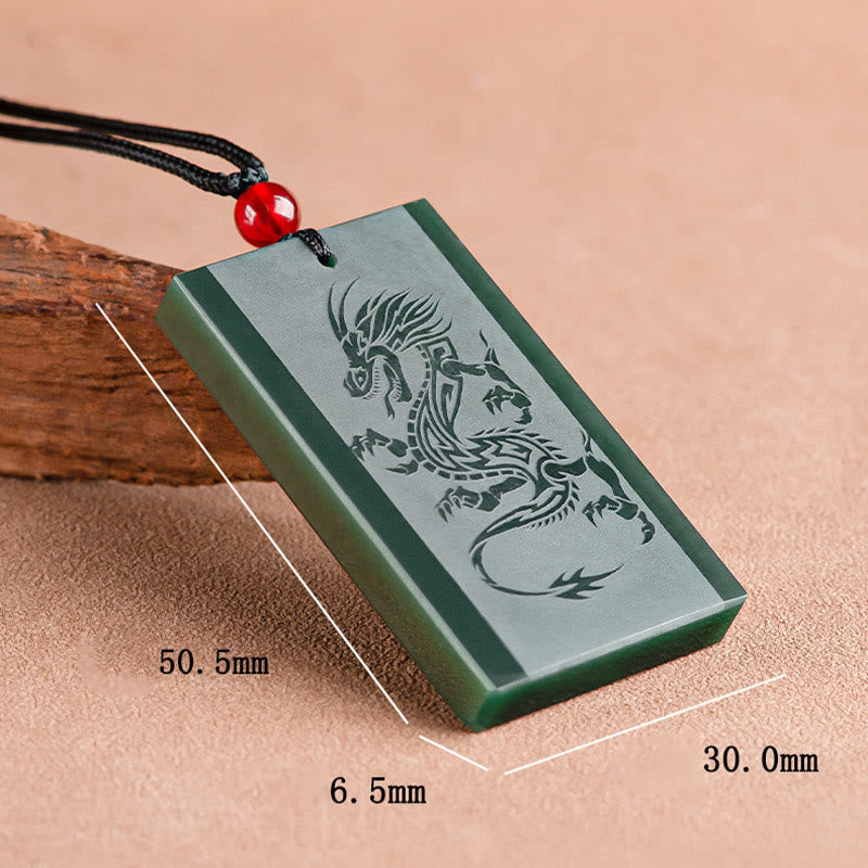 Hetian Cyan Jade Drachen Erfolg Halskette Anhänger