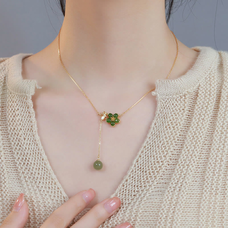 Hetian Cyan Jade Glückskette in 925 Silber | Heilende Klänge